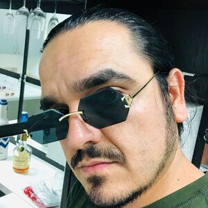 Men Sunglasses‎ Dark Black Lens Rimless Fashion Retro Shades Gold Metal Lentes